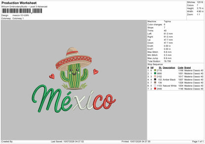 Mexicotext 10 Embroidery Machine Design File 6 sizes