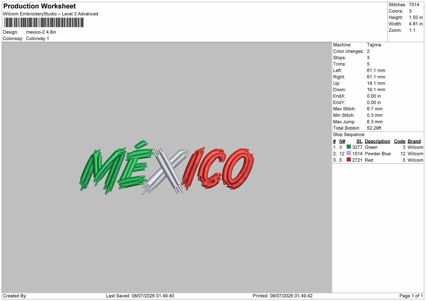 Mexicotext 02 Embroidery Machine Design File 6 sizes