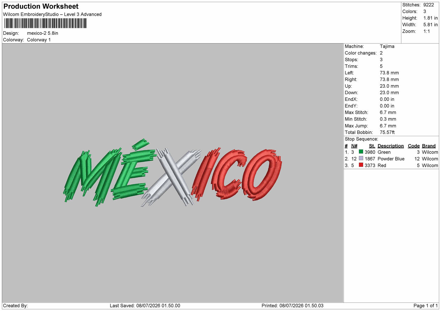 Mexicotext 02 Embroidery Machine Design File 6 sizes