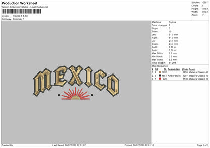 Mexicotext 04 Embroidery Machine Design File 6 sizes