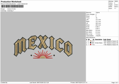 Mexicotext 04 Embroidery Machine Design File 6 sizes