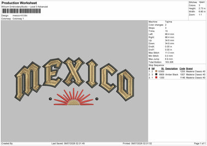 Mexicotext 04 Embroidery Machine Design File 6 sizes