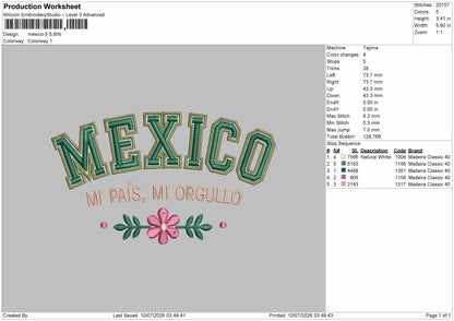 Mexicotext 05 Embroidery Machine Design File 6 sizes