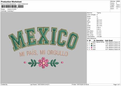 Mexicotext 05 Embroidery Machine Design File 6 sizes