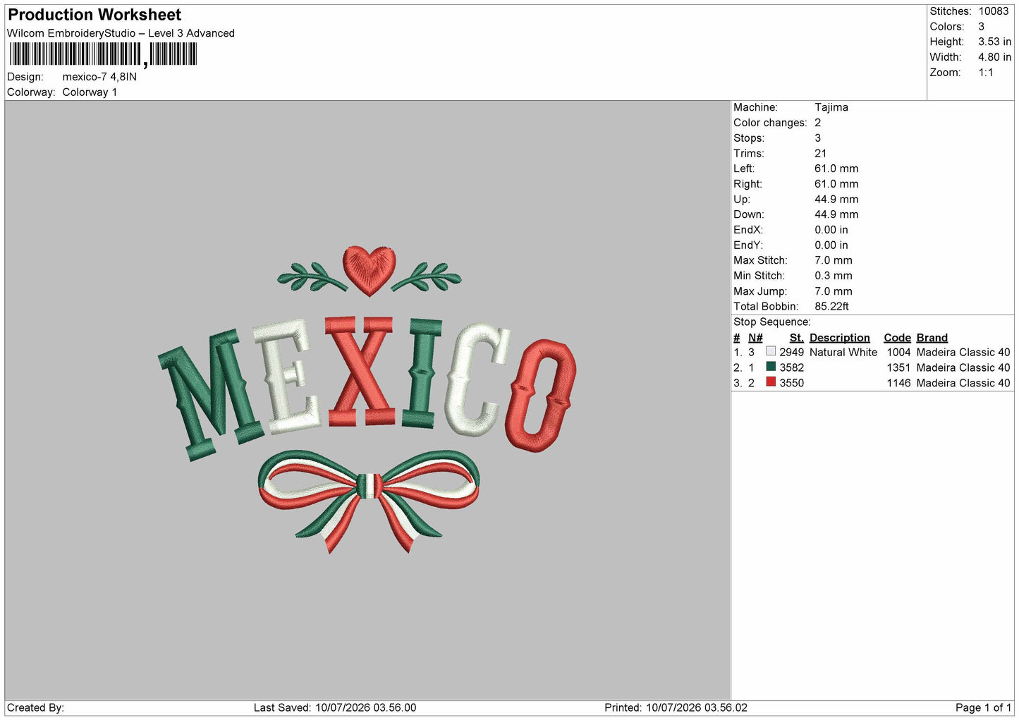 Mexicotext 07 Embroidery Machine Design File 6 sizes