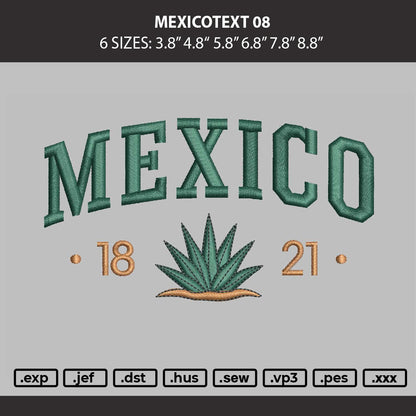 Mexicotext 08 Embroidery Machine Design File 6 sizes