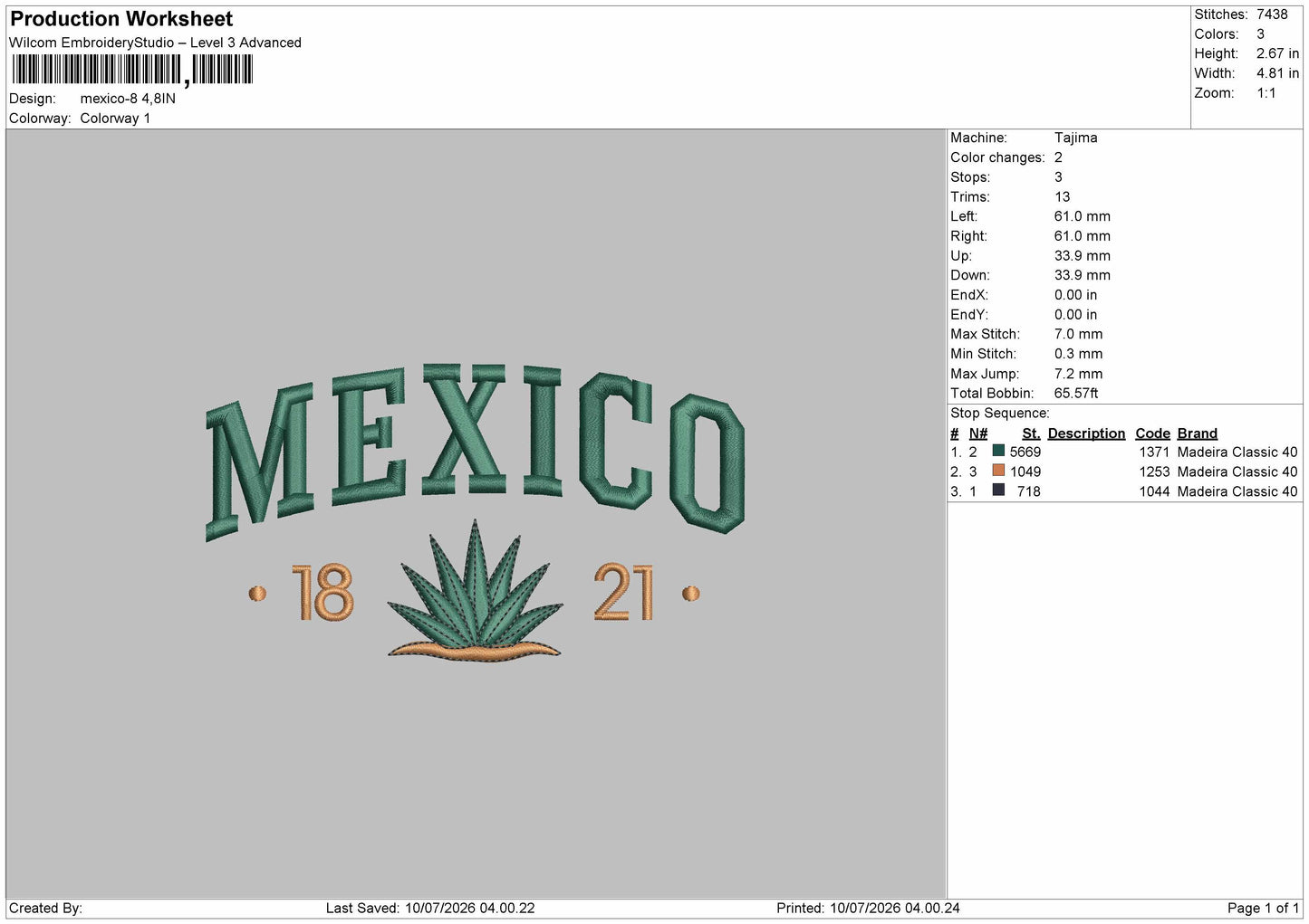 Mexicotext 08 Embroidery Machine Design File 6 sizes