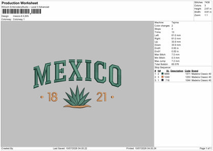 Mexicotext 08 Embroidery Machine Design File 6 sizes