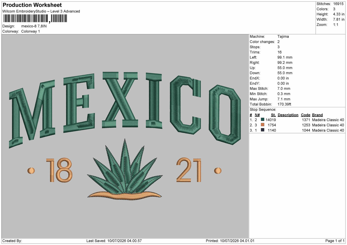 Mexicotext 08 Embroidery Machine Design File 6 sizes