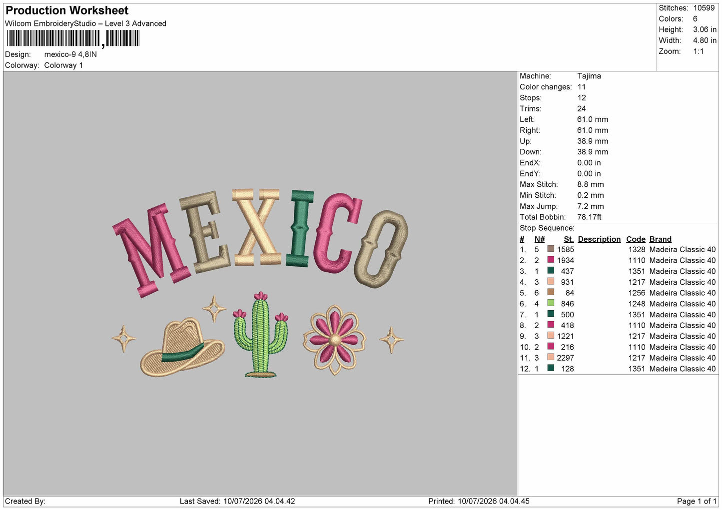 Mexicotext 09 Embroidery Machine Design File 6 sizes