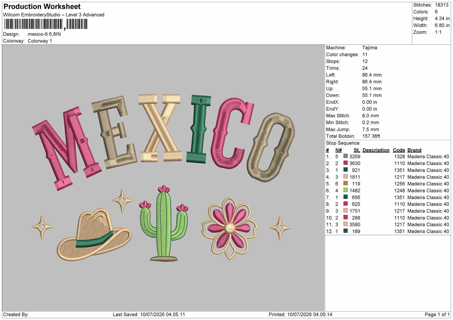 Mexicotext 09 Embroidery Machine Design File 6 sizes