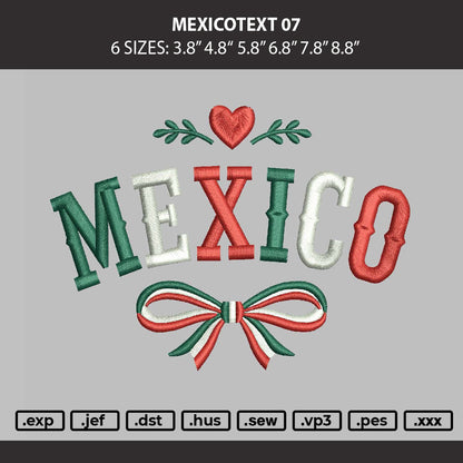 Mexicotext 07 Embroidery Machine Design File 6 sizes