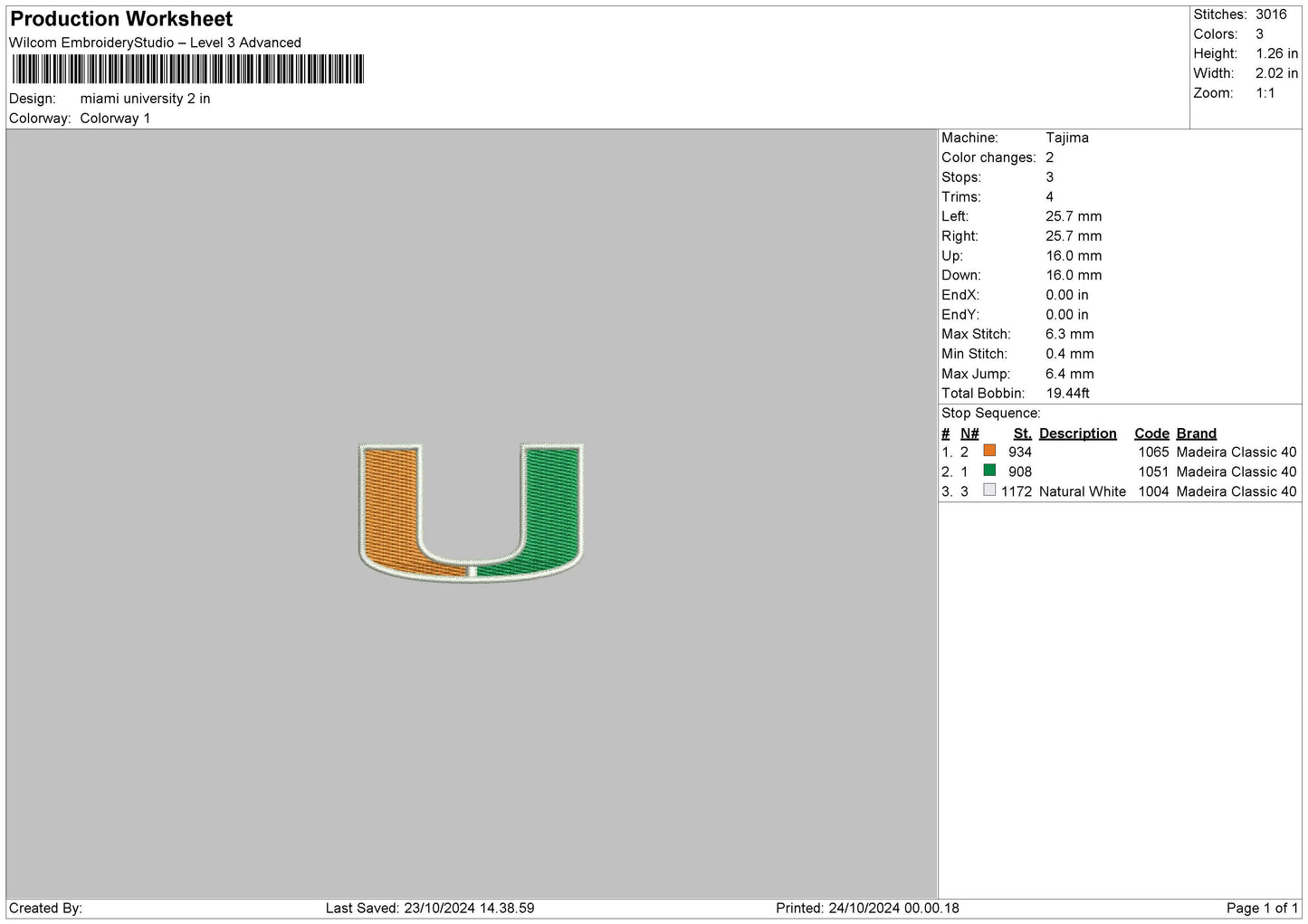 U Univ Embroidery File 6 sizes