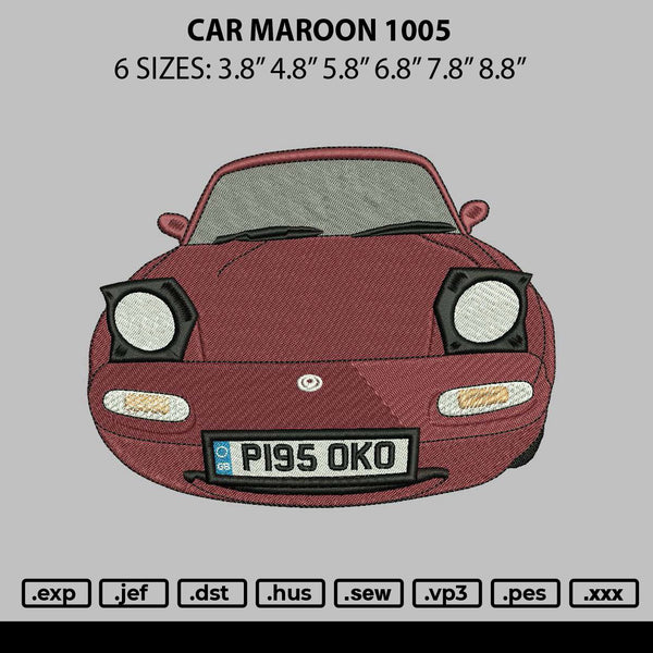 Car Maroon 1105 Embroidery File 6 sizes