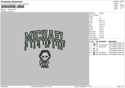 Michael Embroidery File 5 sizes