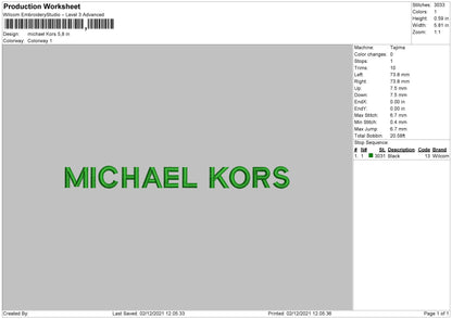 Michael Kors Embroidery File 4 size