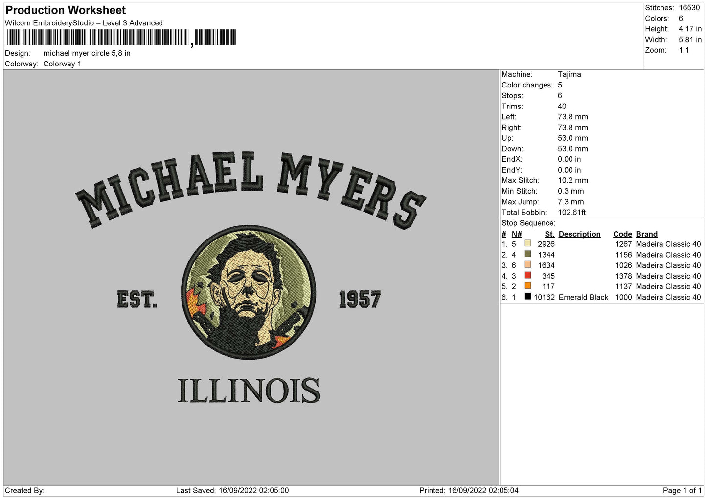 Michael Circle Embroidery file 5 sizes