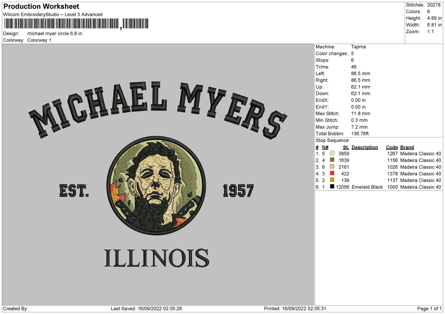 Michael Circle Embroidery file 5 sizes