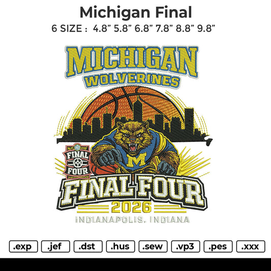 Michigan final Embroidery File 6 sizes
