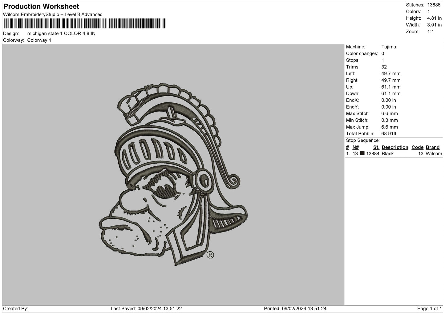 Michiganline Embroidery File 6 sizes
