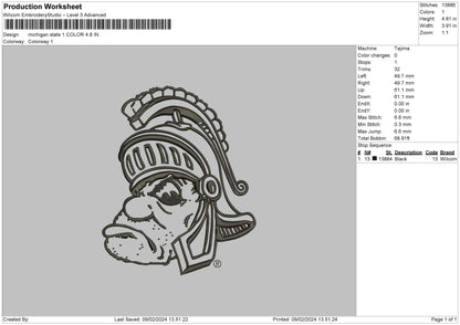 Michiganline Embroidery File 6 sizes