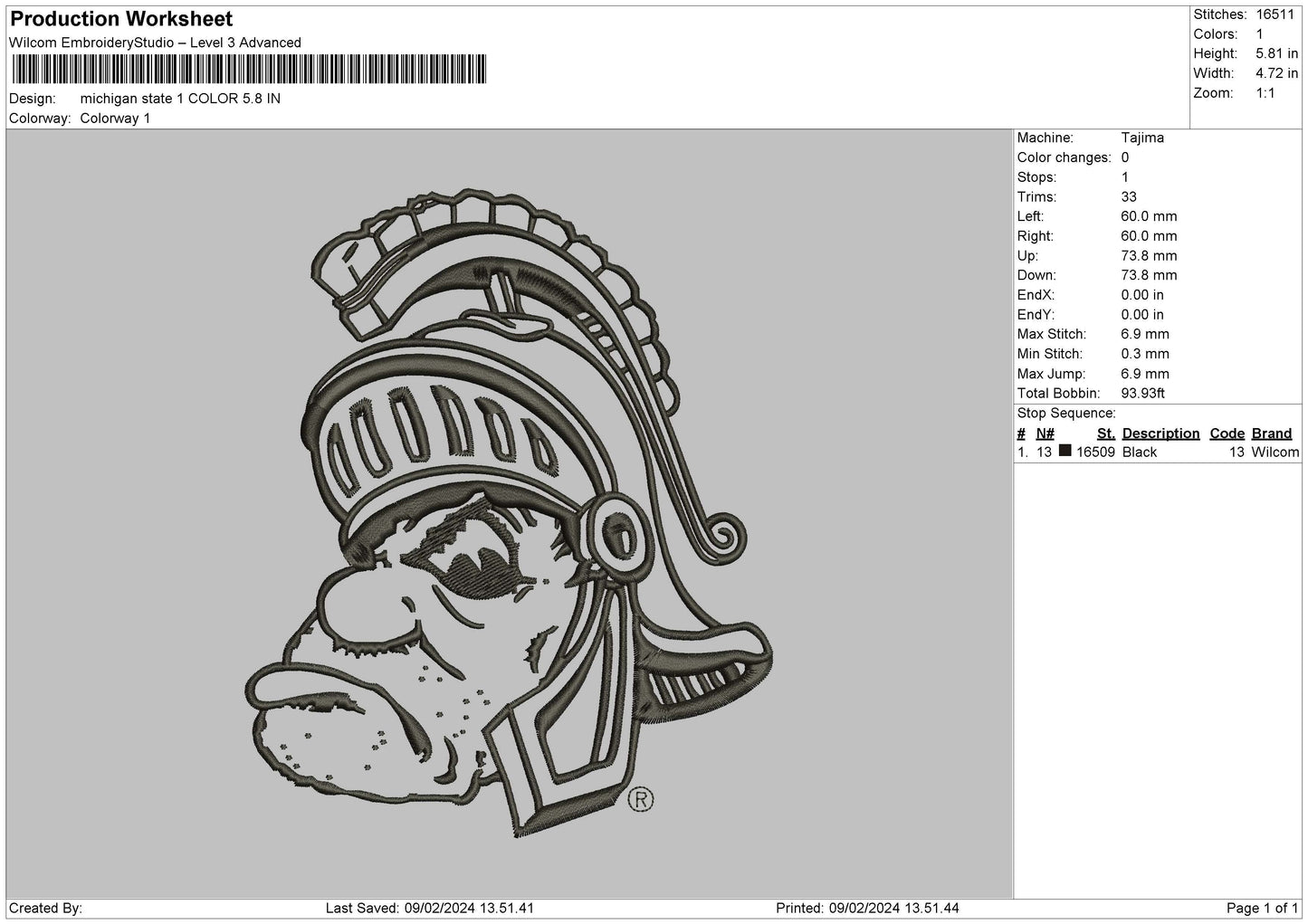 Michiganline Embroidery File 6 sizes