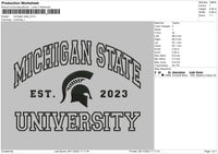 Michigan State Embroidery File 6 sizes
