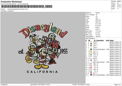 Mickey Xmasland Embroidery File 6 sizes
