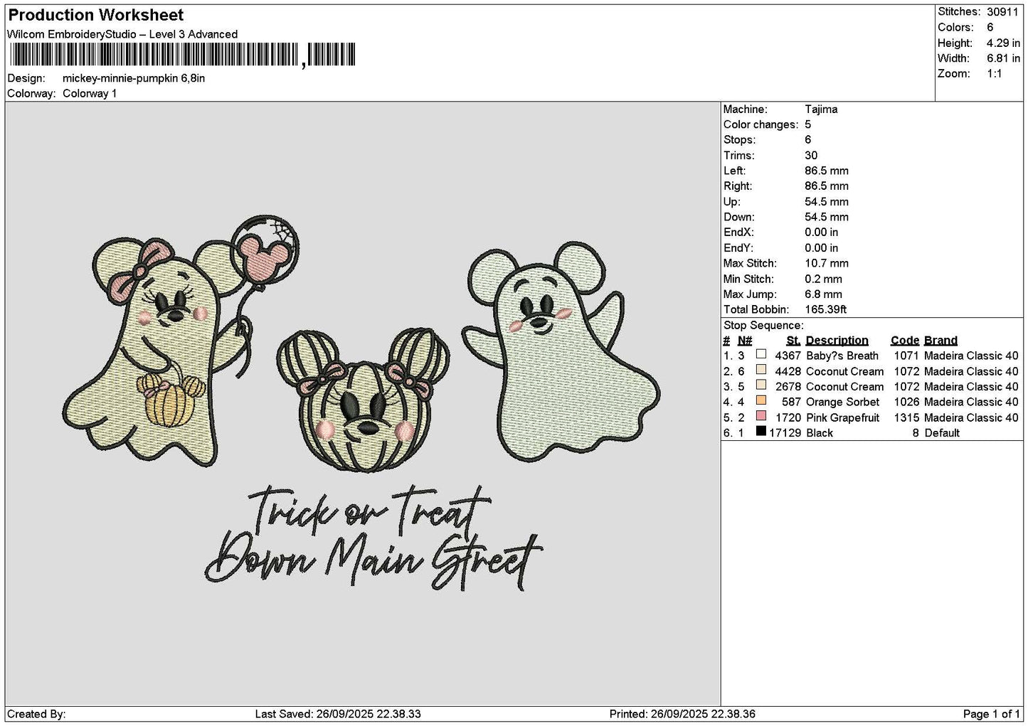 Mickeyghost  2609 Embroidery File 6 sizes