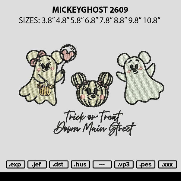 Mickeyghost  2609 Embroidery File 6 sizes