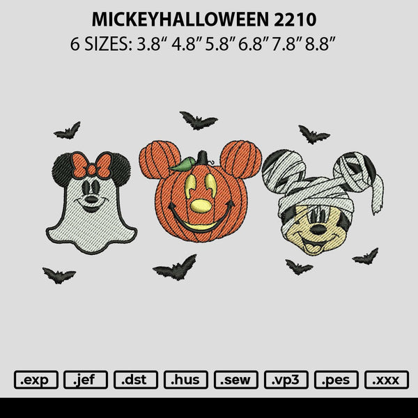 Mickeyhalloween 2210 Embroidery File 6 sizes