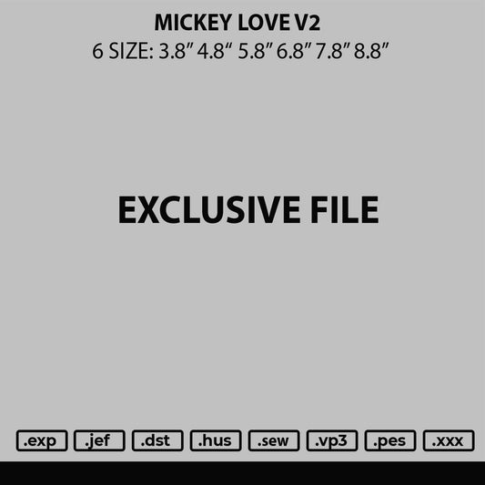 Mickey Love V2 Embroidery FIle 6 sizes