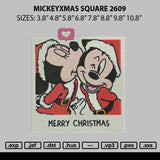 Mickeyxmas Square 2609 Embroidery File 6 sizes