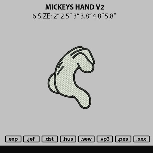 Mickeys Hand V2 Embroidery File 6 sizes