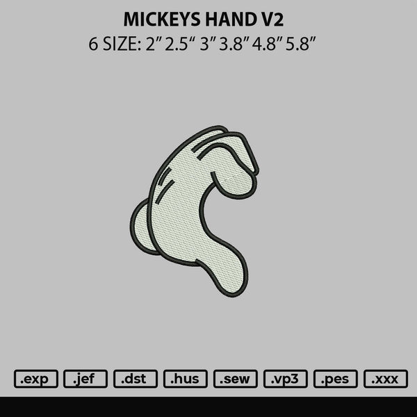 Mickeys Hand V2 Embroidery File 6 sizes