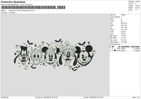 Mickey Friends Halloween Bw Embroidery File 6 sizes