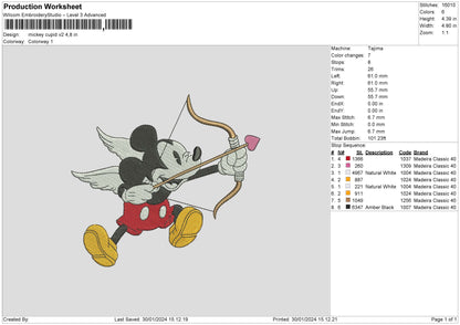 Mickeycupid 01 Embroidery File 6 sizes