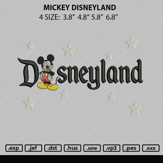 Mickey Disneyland Embroidery File 4 size
