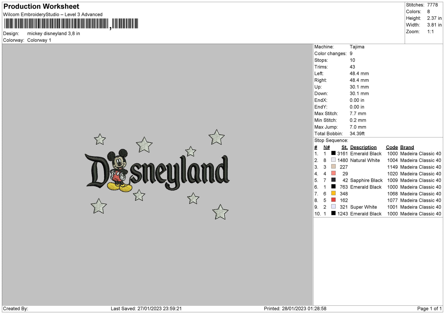 D Stars Embroidery File 6 sizes