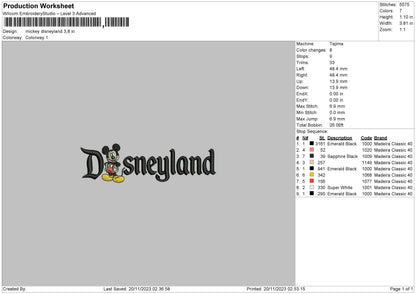 Mickeyland 23 Embroidery File 6 sizes