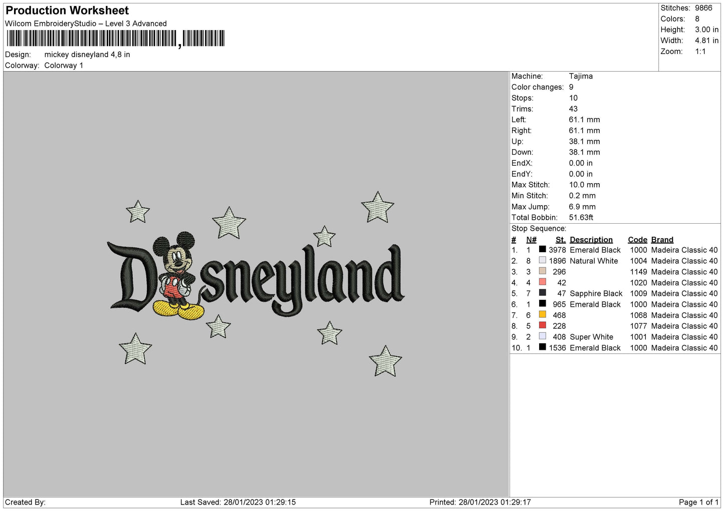 D Stars Embroidery File 6 sizes