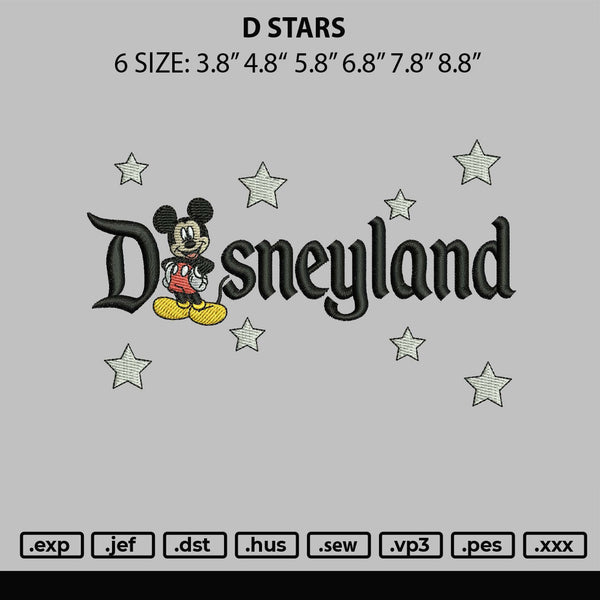 D Stars Embroidery File 6 sizes