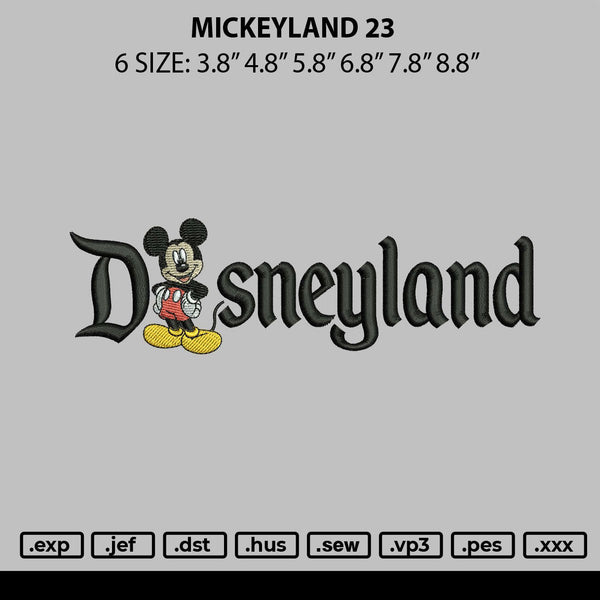 Mickeyland 23 Embroidery File 6 sizes