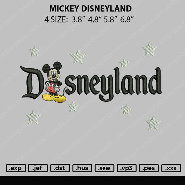 Mickey Disneyland Embroidery File 4 size