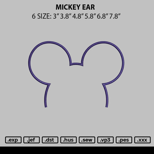 Mickey Ear Embroidery File 6 sizes