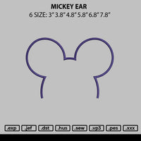 Mickey Ear Embroidery File 6 sizes