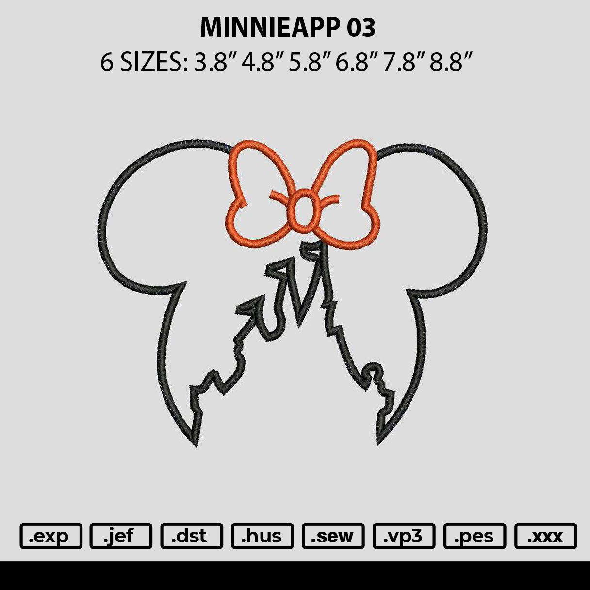 Minnieapp 03 Embroidery File 6 sizes