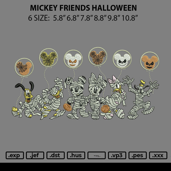 Mickey Friends Halloween Embroidery File 6 sizes