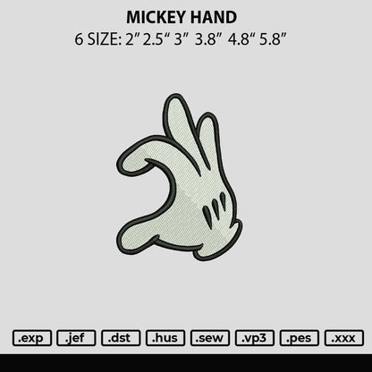 Mickey Hand Embroidery File 6 sizes