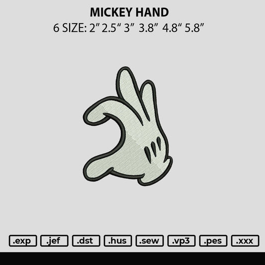 Mickey Hand Embroidery File 6 sizes